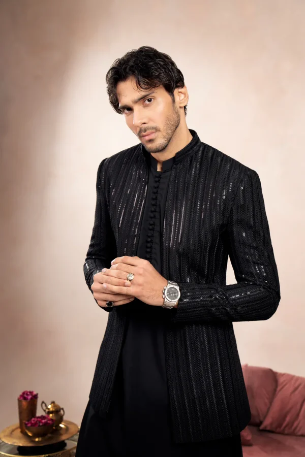 Black Embroidered Prince Coat