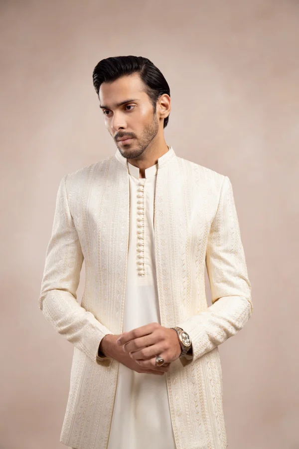 Cream Embroidered Prince Coat