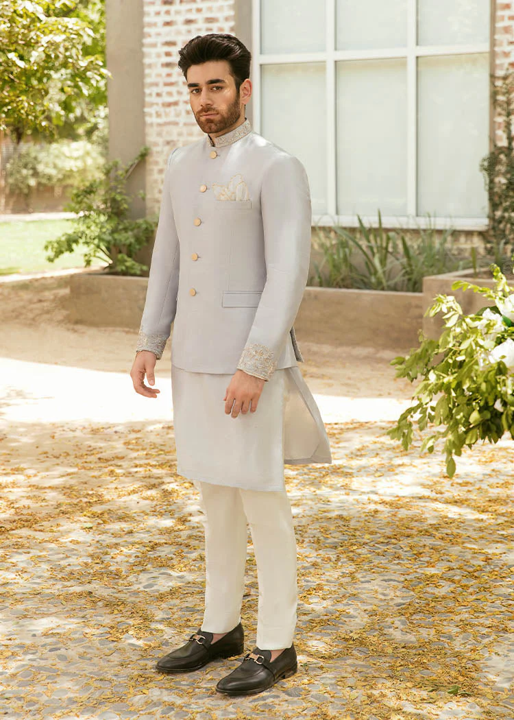 Light Gray Prince Coat With HandWork