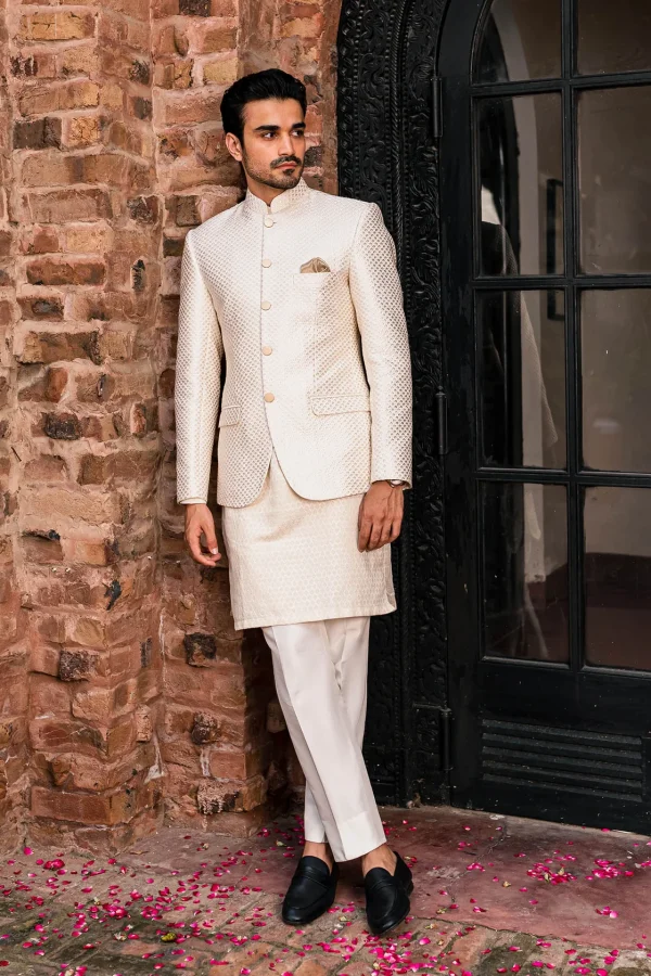 White Golden Embroidered Prince Coat