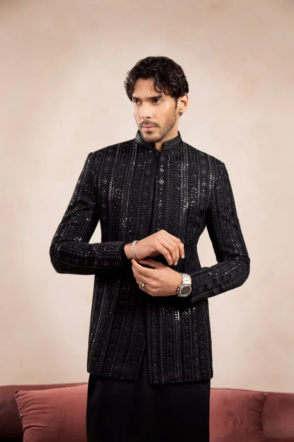 Black Embroidered Prince Coat